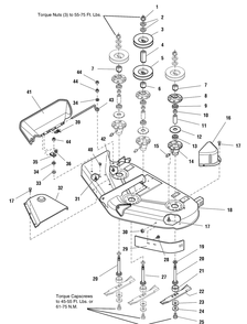 44" Mower Deck - Housing And Arbor Group Diagram and Parts List for 2690431-ZT1644E 2005 Briggs and Stratton Lawn Tractor Accessories